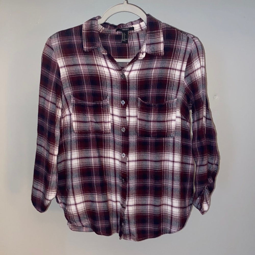 Forever 21 Button-Down Flannel Shirt Small